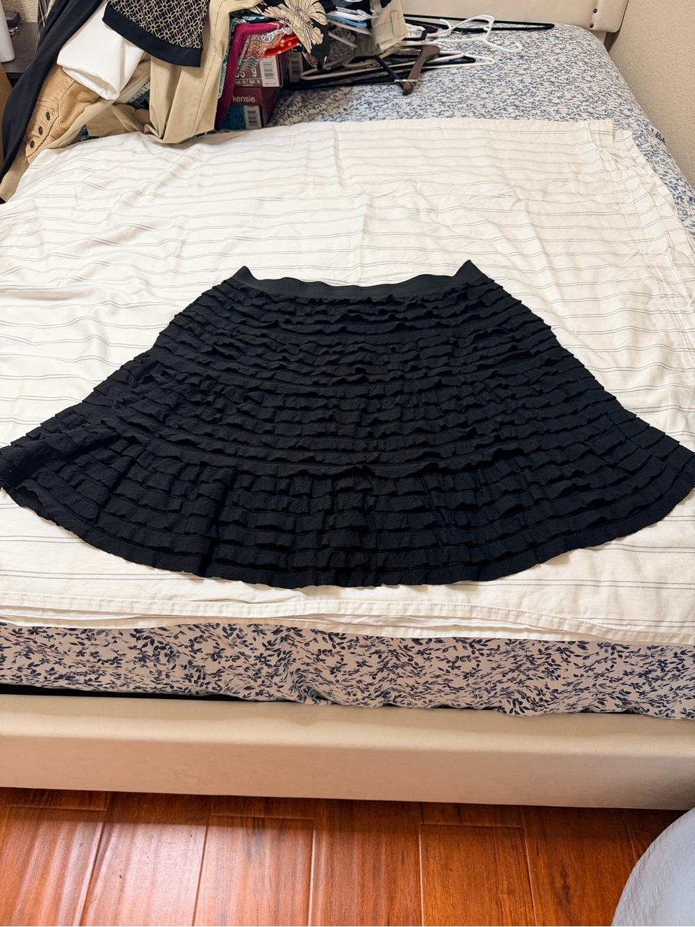 Max Studio Black Layered Ruffle Skater Skirt